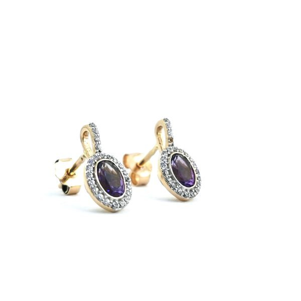Auksiniai auskarai su violetiniu cirkoniu | Juvelyrika Baltijos Perlas |
