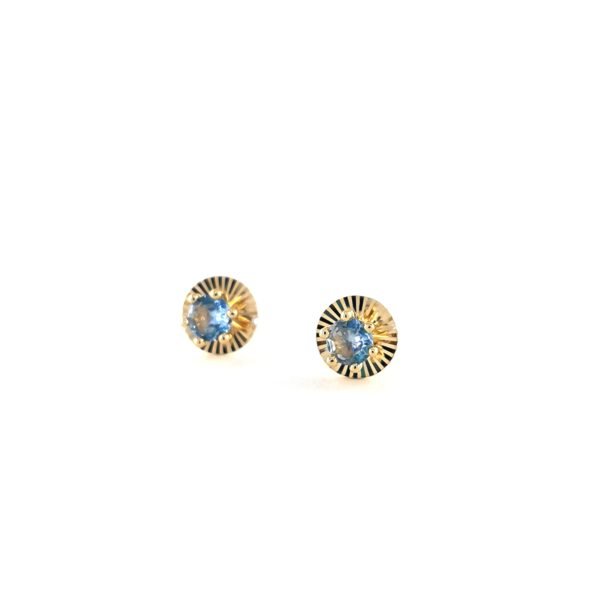 Auksiniai auskarai su žydru cirkoniu | Juvelyrika Baltijos Perlas |