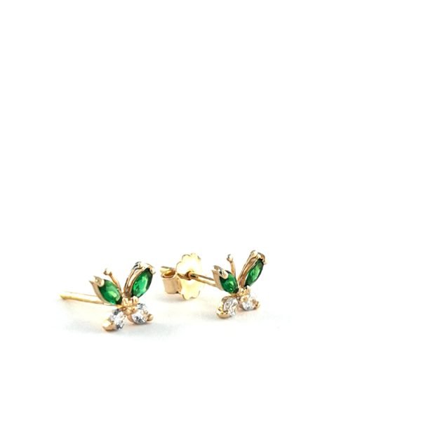 Auksiniai auskarai su žaliu cirkoniu | Juvelyrika Baltijos Perlas |