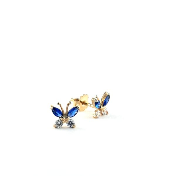 Auksiniai auskarai su mėlynu cirkoniu | Juvelyrika Baltijos Perlas |