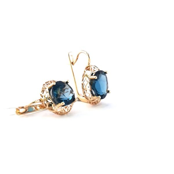 Auksiniai auskarai su Blue London cirkoniu | Juvelyrika Baltijos Perlas |
