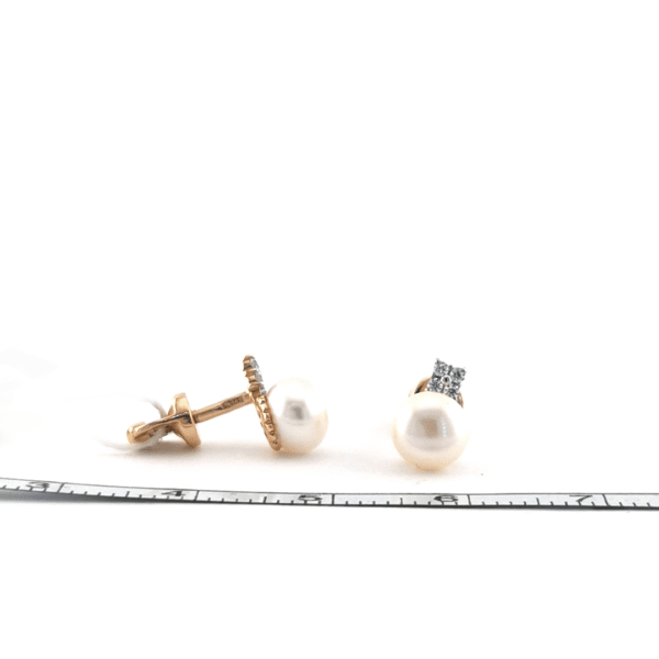 Auksiniai auskarai su perlais ir cirkoniu | Juvelyrika Baltijos Perlas |