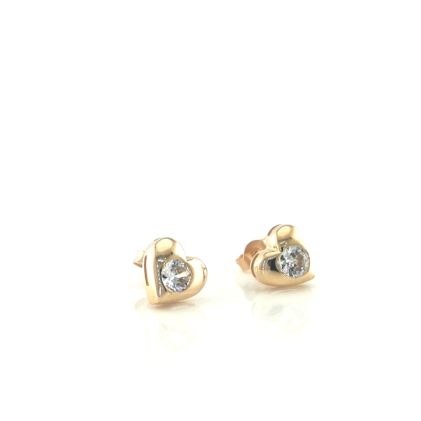 Auksiniai auskarai su cirkoniu širdelės | Juvelyrika Baltijos Perlas |