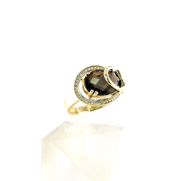 Auksinis žiedas su dūminiu kvarcu | Juvelyrika Baltijos Perlas |
