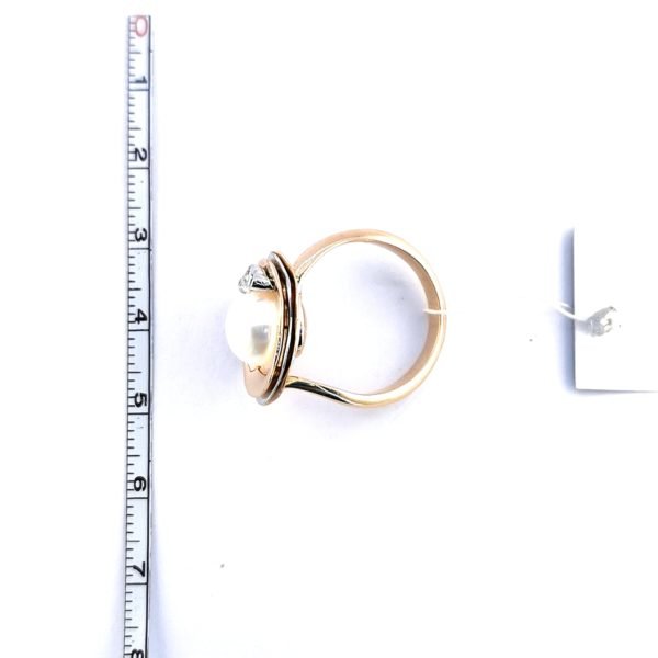 Auksinis žiedas su perlu ir cirkoniu | Juvelyrika Baltijos Perlas |