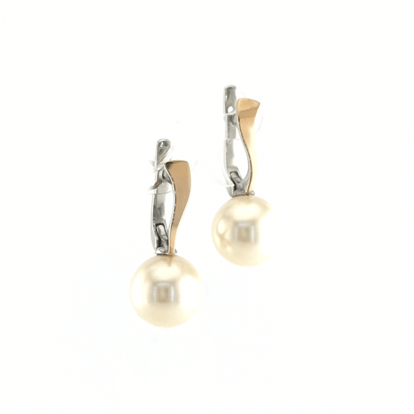 Sidabriniai auskarai su perlais ir aukso detalėmis — Juvelyrika Baltijos Perlas —