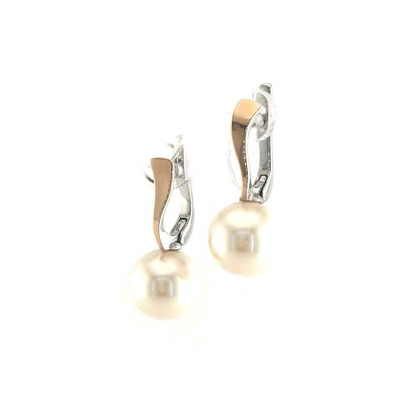 Sidabriniai auskarai su perlais ir aukso detalėmis | Juvelyrika Baltijos Perlas |