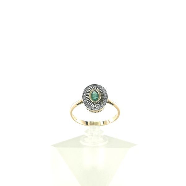 Auksinis žiedas su briliantu su smaragdu | Juvelyrika Baltijos Perlas |
