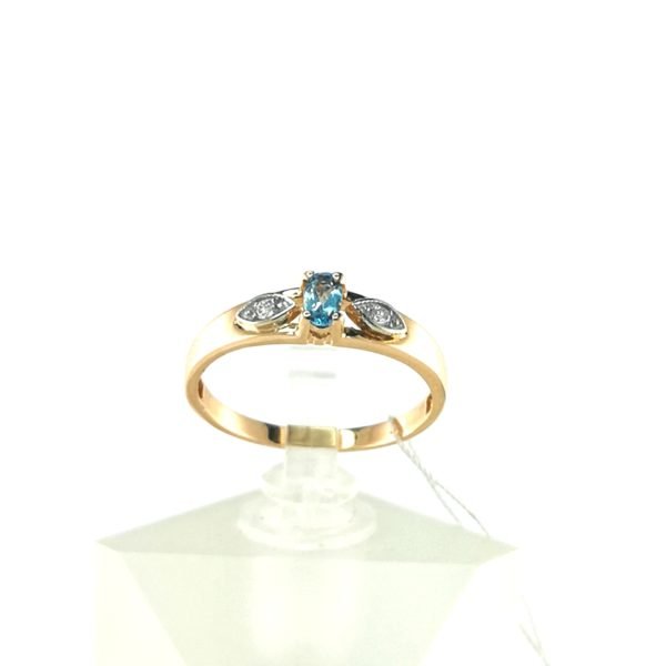 Auksinis žiedas su briliantu ir topazu | Juvelyrika Baltijos Perlas |