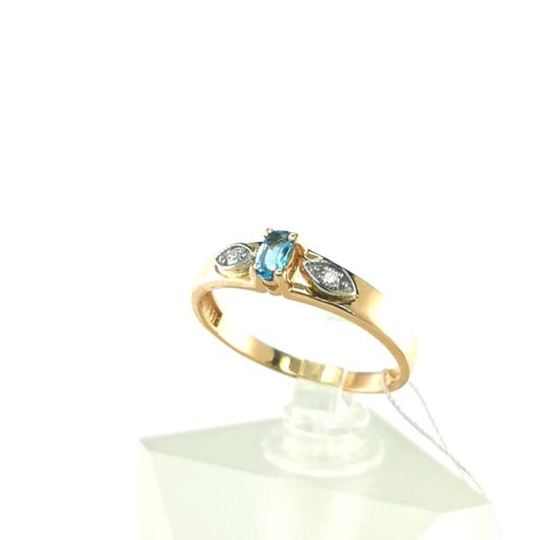 Auksinis žiedas su briliantu ir topazu | Juvelyrika Baltijos Perlas |
