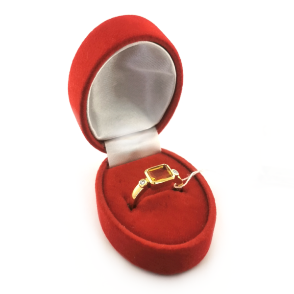 Auksinis žiedas su citrinu ir briliantais | Juvelyrika Baltijos Perlas |