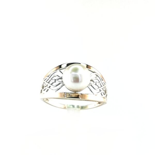 Sidabrinis žiedas su aukso ir perlo detalėmis | Juvelyrika Baltijos Perlas |