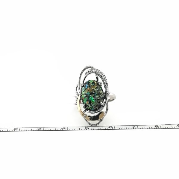 Sidabrinis žiedas su juvelyriniu akmeniu ir aukso detalėmis | Juvelyrika Baltijos Perlas |