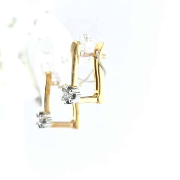 Auksiniai auskarai su briliantais | Juvelyrika Baltijos Perlas |