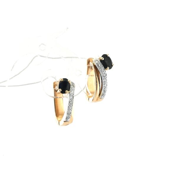 Auksiniai auskarai su safyrais ir briliantais | Juvelyrika Baltijos Perlas |