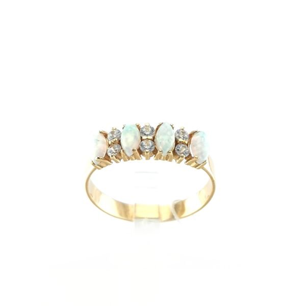 Auksinis žiedas su opalu ir cirkoniu — Juvelyrika Baltijos Perlas —