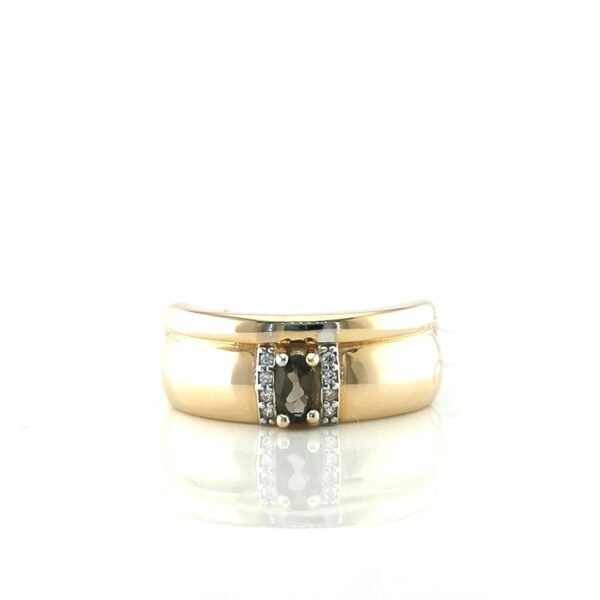 Auksinis žiedas su dūminiu kvarcu ir cirkoniu — Juvelyrika Baltijos Perlas —