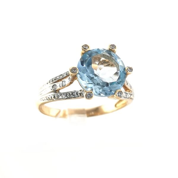 Auksinis žiedas su topazu ir cirkoniu — Juvelyrika Baltijos Perlas —