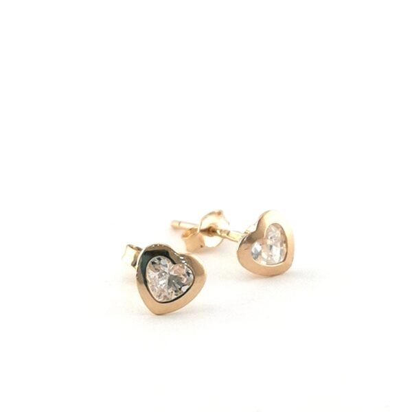 Auksiniai auskarai širdelės su cirkoniu | Juvelyrika Baltijos Perlas |
