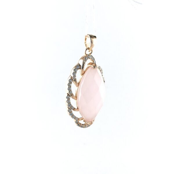 Sidabrinis pakabukas su rožiniu kvarcu — Juvelyrika Baltijos Perlas —