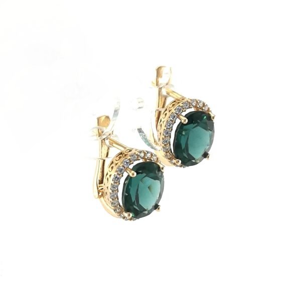 Auksiniai auskarai su žaliu cirkoniu | Juvelyrika Baltijos Perlas |