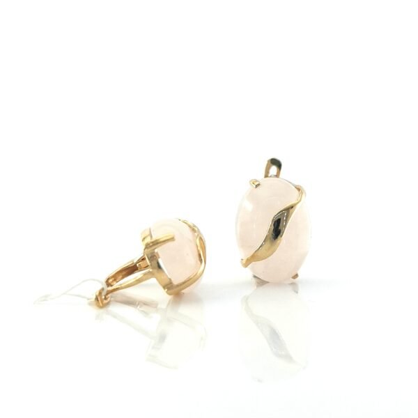 Auksiniai auskarai su rožiniu kvarcu | Juvelyrika Baltijos Perlas |