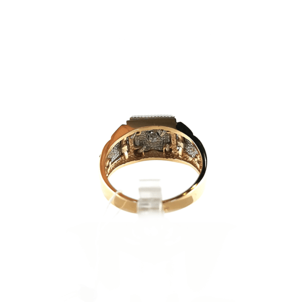 Vyriškas auksinis žiedas su emaliu ir cirkoniu | Juvelyrika Baltijos Perlas |
