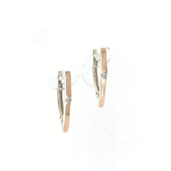 Sidabriniai auskarai su cirkoniu ir aukso detalėmis | Juvelyrika Baltijos Perlas |
