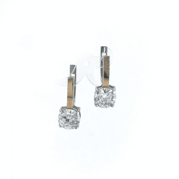 Sidabriniai auskarai su cirkoniu ir aukso detalėmis | Juvelyrika Baltijos Perlas |