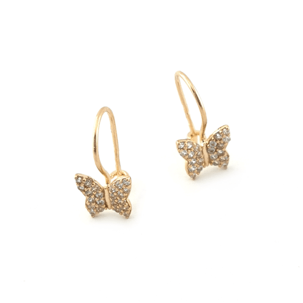 Auksiniai auskarai su cirkoniu drugeliai | Juvelyrika Baltijos Perlas |