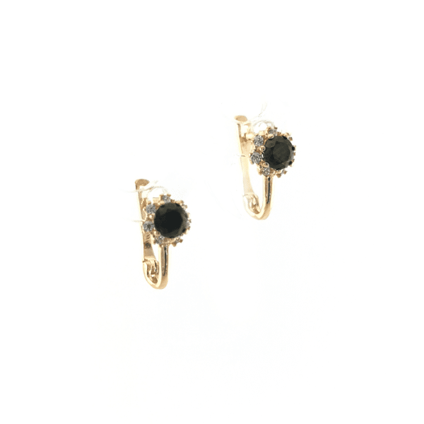 Auksiniai auskarai su juodu cirkoniu | Juvelyrika Baltijos Perlas |