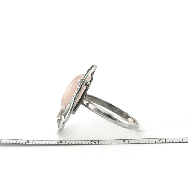 Sidabrinis žiedas su rožiniu kvarcu ir aukso detalėmis | Juvelyrika Baltijos Perlas |