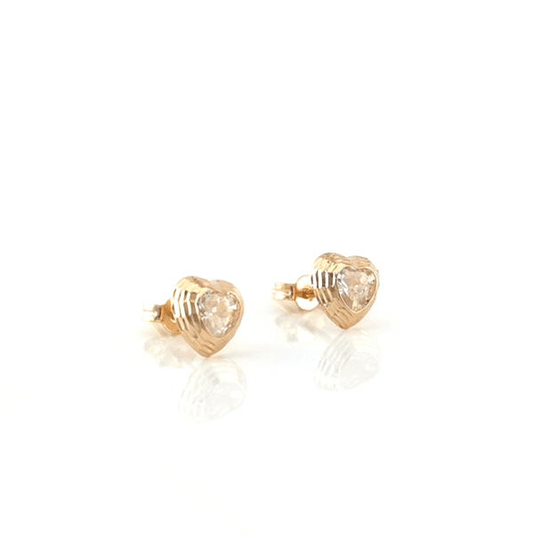 Auksiniai auskarai su cirkoniu širdelės | Juvelyrika Baltijos Perlas |