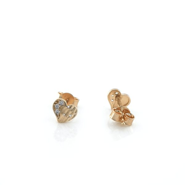 Auksiniai auskarai širdelės su cirkoniu | Juvelyrika Baltijos Perlas |