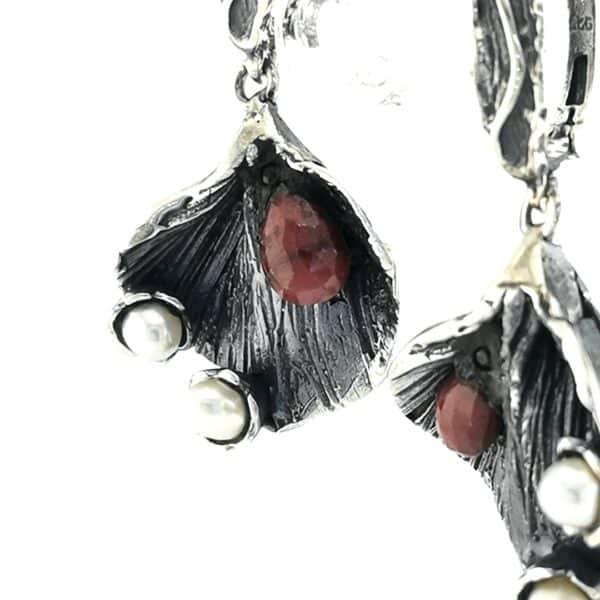 Rankų darbo sidabriniai auskarai su perlais | Juvelyrika Baltijos Perlas |