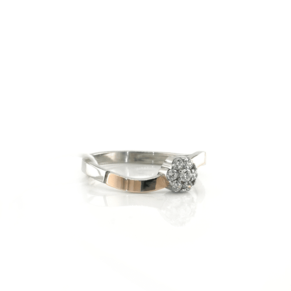 Sidabrinis žiedas su cirkoniu ir aukso detalėmis — Juvelyrika Baltijos Perlas —