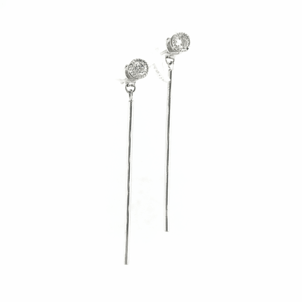 Modernūs sidabriniai auskarai su cirkoniu | Juvelyrika Baltijos Perlas |