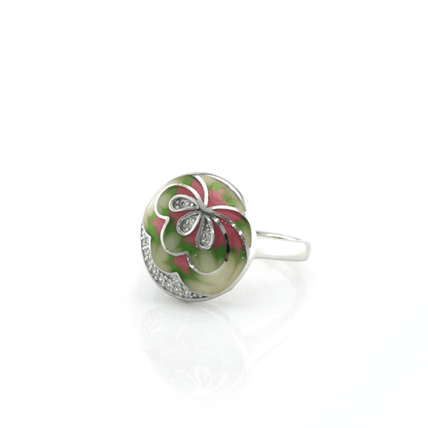 Sidabrinis žiedas su emaliu ir cirkoniu | Juvelyrika Baltijos Perlas |