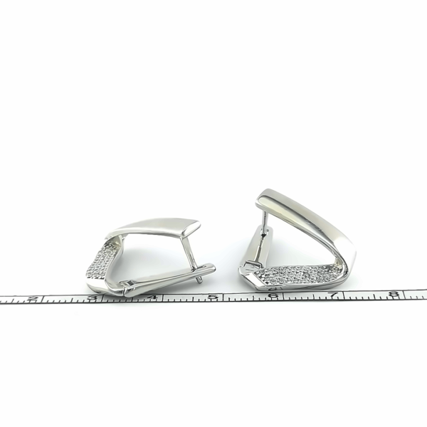 Modernūs sidabriniai auskarai su cirkoniu | Juvelyrika Baltijos Perlas |
