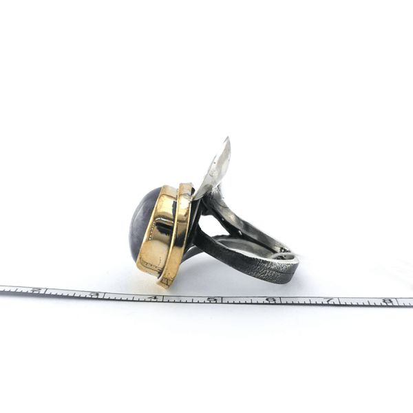 Sidabrinis žiedas su ametistu ir žalvariu | Juvelyrika Baltijos Perlas |