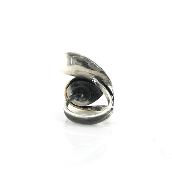 Sidabrinis žiedas su mėnulio akmeniu ir žalvariu | Juvelyrika Baltijos Perlas |