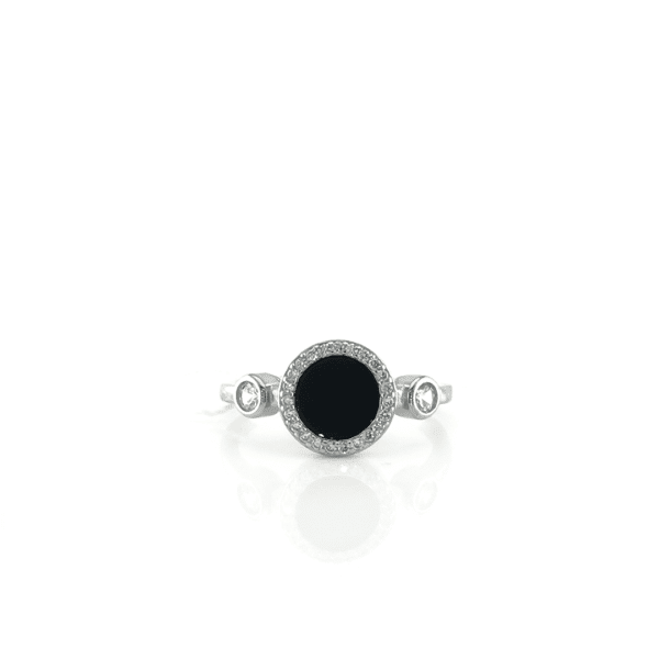 Sidabrinis žiedas su emaliu ir cirkoniu — Juvelyrika Baltijos Perlas —