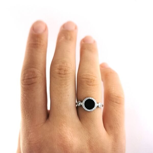 Sidabrinis žiedas su emaliu ir cirkoniu — Juvelyrika Baltijos Perlas —