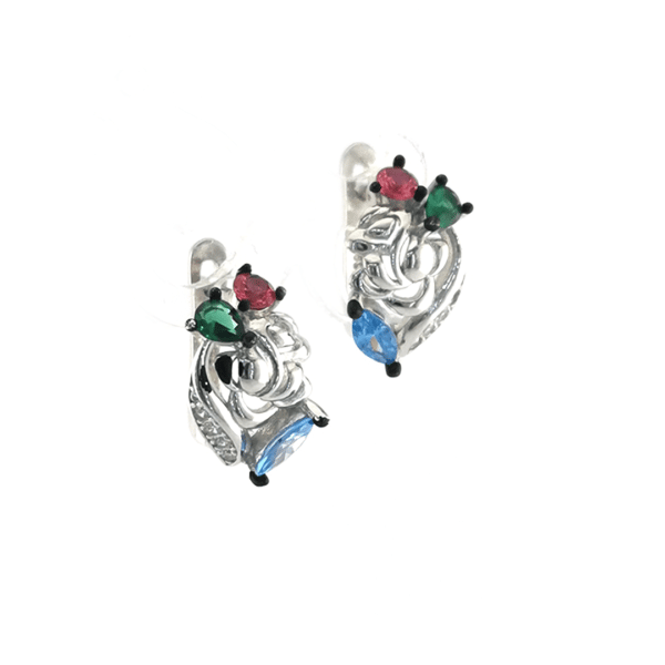 Sidabriniai auskarai su spalvotu cirkoniu — Juvelyrika Baltijos Perlas —