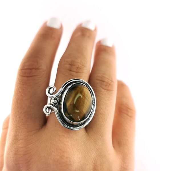 Sidabrinis žiedas su tigro akimi | Juvelyrika Baltijos Perlas |