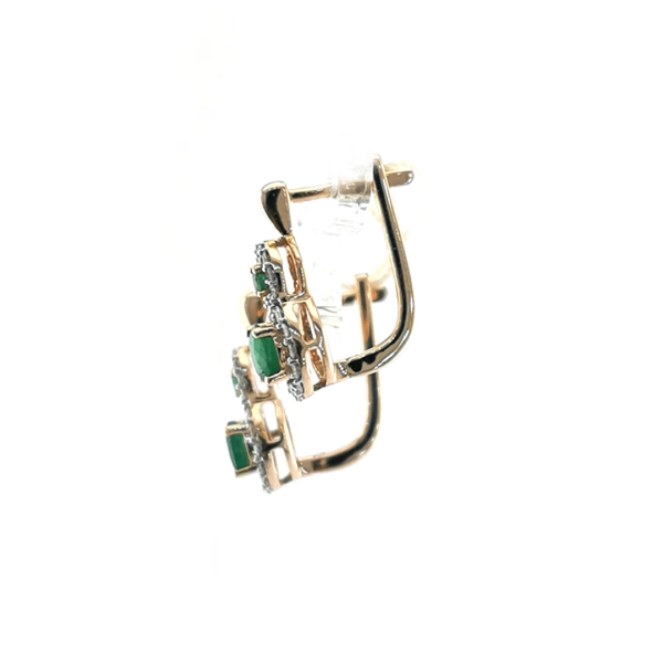 Auksiniai auskarai su briliantais ir smaragdais | Juvelyrika Baltijos Perlas |