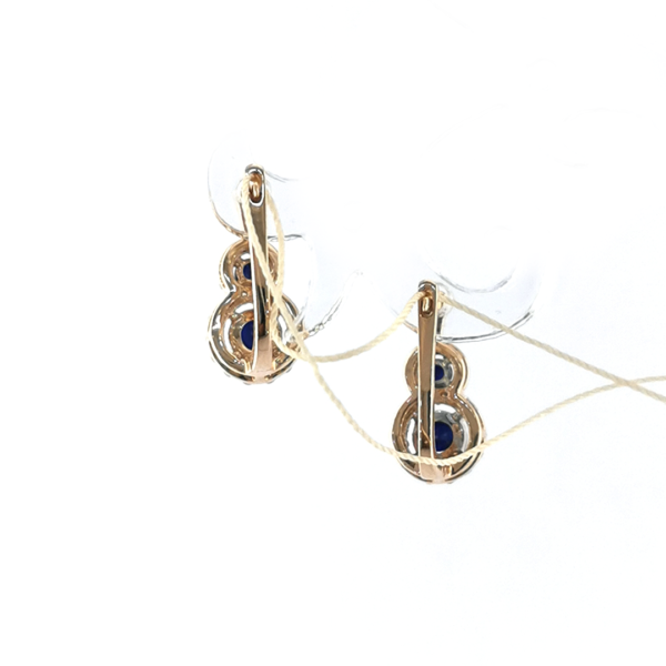 Auksiniai auskarai su briliantais ir safyrais | Juvelyrika Baltijos Perlas |