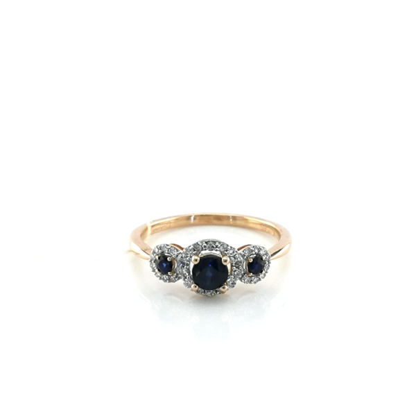Auksinis žiedas su briliantais ir safyrais | Juvelyrika Baltijos Perlas |