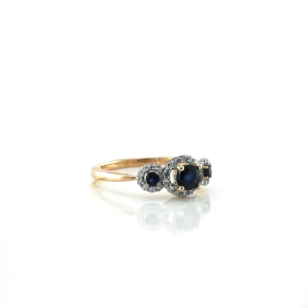 Auksinis žiedas su briliantais ir safyrais | Juvelyrika Baltijos Perlas |